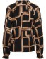 Blouse Byjosa V Neck Frill Blouse Zwart Bruin detail