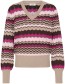 Trui Bymmorla V Neck Pointelle Zig Zag Fuchsia