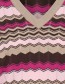 Trui Bymmorla V Neck Pointelle Zig Zag Fuchsia detail