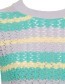 Top Knitted Crochet Retro Stripe Multi Color detail