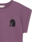 T‑shirt Visby Curious Cat Purple Berry detail
