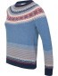 Trui Alpine Fair Isle Merino Lamswol  Blue Morning detail