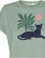 T‑shirt Looney Panther Leaves Pale Green detail