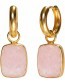 Vergulde Oorbellen Ruwe Maansteen Rose Quartz
