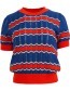 Top Knitted Waves Red Navy