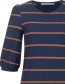 T&#8209;shirt Streif 3/4 Mouw Night Blue Papaya detail