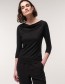 Longsleeve 3/4 Mouw Watervalhals Ocs Zwart
