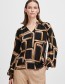 Blouse Byjosa V Neck Frill Blouse Zwart Bruin
