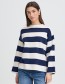 Gestreepte damestrui in blauw en wit, gemaakt met aandacht voor duurzame mode en