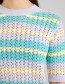 Top Knitted Crochet Retro Stripe Multi Color