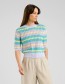 Top Knitted Crochet Retro Stripe Multi Color