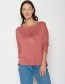 Oudroze Greenbomb top van Tencel met driekwart mouw en wijde hals.