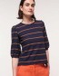T-shirt Streif 3/4 Mouw Night Blue Papaya
