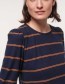 T-shirt Streif 3/4 Mouw Night Blue Papaya