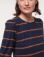 T-shirt Streif 3/4 Mouw Night Blue Papaya