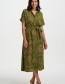 Groene midi jurk met tropische print van ECOVERO viscose