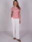 T-shirt Caen Stripe Coral Off White