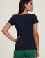 T-shirt Watervalhals Deep Navy