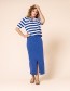 Top Round Neck Stripe Bamboe Royal Blue