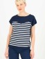 Top New Wave Pinup Inky Blue Stripe