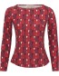 Longsleeve Wabio Boat Neck Red