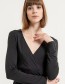 Longsleeve Surk Draped Crossover  Zwart