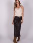 bruine vegan leather rok The Clothed