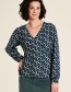 Blouse V- Neck Circles Blue