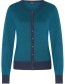 Cardigan Round Neck Bamboe Two Tone Petrol
