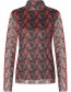 Longsleeve Mesh High Neck Blooming Rose Quartz Green