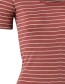 T&#8209;shirt Wol Zijde Stripe Copper Naturel detail