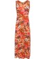 Jurk Long Flared Wide Straps Tropical Red