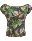 T&#8209;shirt Off Shoulder Tropical Green detail